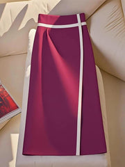 Red Knit Cardigan & High-Waist Skirt Set