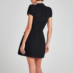 Fashion O-Neck Beaded A-Line Party Dress - Trendy Mix