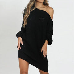 Cozy Glam Off-Shoulder Sweater Dress - Trendy Mix