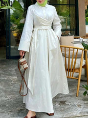 Casual Full Sleeve Bandage Shirt Dress - Trendy Mix