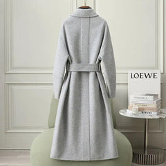 Korean Style Ladies Long Below The Knee Double-Sided Cashmere Coat Fashion Lace-up Hepburn Style Casual Women Woolen Outwear - Trendy Mix