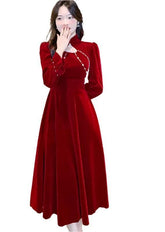 Chic Velvet Elegance Dress for Christmas and New Year - Trendy Mix