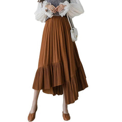 2024 Korean Fashion Irregular Pleated Black Skirt - Trendy Mix