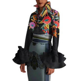 Autumn Blossom: Vintage Floral Blouse - Trendy Mix