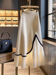 White Apricot Spliced A-Line Skirt - Trendy Mix