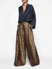 Bohohipei Vintage Dot High-Waisted Wide Leg Pants - Trendy Mix
