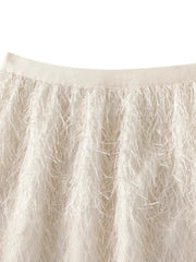 Elegant Feather Tassel Long Skirt for Women - Trendy Mix