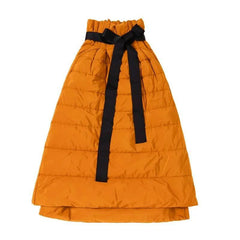 Winter new arrival Down Skirt A-line warm down skirt women's fashion long Package Buttocks warm white duck down skirt - Trendy Mix