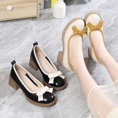 Mixed Colors Bow Genuine Leather Shoes Fashion Pumps Shoes Woman New 2024 Large Size Women Shoes High Heels - Trendy Mix