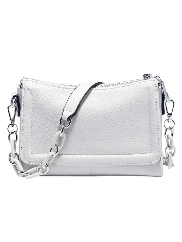 Soft Leather Bag with Acrylic Chain - Trendy Mix