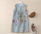 Light Blue/Light Yellow Women's Dress Jacquard Sleeveless Beading Party Dresses - Trendy Mix