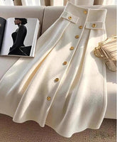 Elegant Single-Breasted Pleated Skirt - Trendy Mix