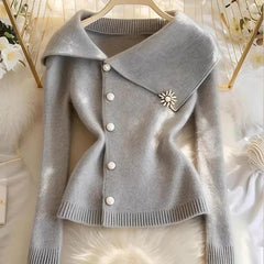 Chic Button Wool Knitted Cardigan - Trendy Mix