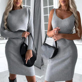 Chic Striped Two-piece Set dress - Trendy Mix