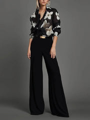 Spring Summer Long Sleeves Loose Floral Printed Lapel Blouses 2024 New Casual Button Office Shirts For Urban Lady - Trendy Mix