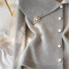 Chic Button Wool Knitted Cardigan - Trendy Mix