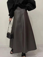 High-Waisted PU Leather A-Line Skirt for Women - Trendy Mix