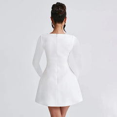 Sleek Square Neck Mini Dress - Trendy Mix