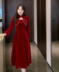 Chic Velvet Elegance Dress for Christmas and New Year - Trendy Mix