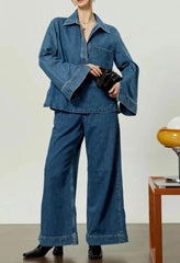 Comfy High-Waist Denim Set - Trendy Mix