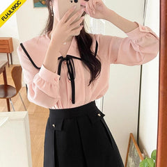 Charming Pink Bow-Tie Blouse - Trendy Mix