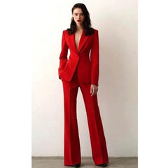 Serge Two-piece Suit Single-breasted Solid Color Business Casual New in Matching Groups of Pant Sets Luxury Blazers Women's Set - Trendy Mix