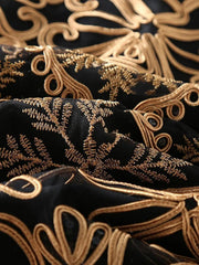 3D Gold Flower Embroidery Midi Dress - Trendy Mix