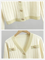 Knit Bodycon Dresses 2 Piece Sets Women V-neck Short Sweater Cardigan Conjunto Korean Chic Sexy Slim Tank Maxi Vestidos Outfits - Trendy Mix