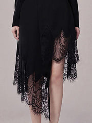 Women's Double-Breasted Lace Suit Dress - Trendy Mix
