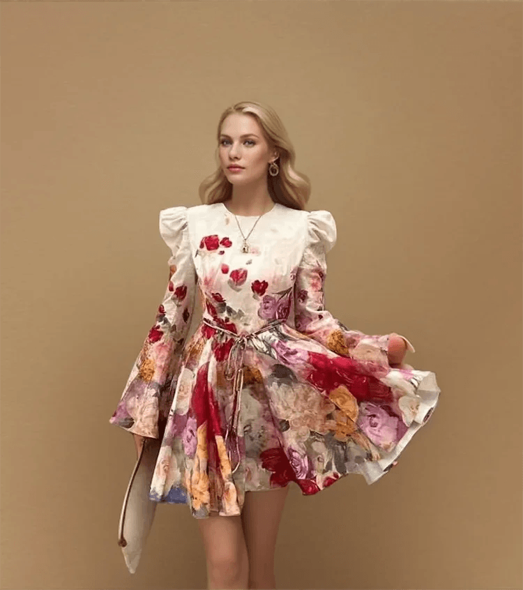 Famous Fashion Designer Vintage Bloom Mini Dress - Trendy Mix