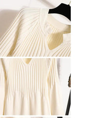 Fall/Winter Lantern Sleeve Knit Sweater Dress - Trendy Mix