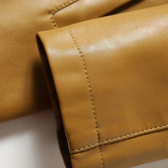 Real Leather Trench Coat Women Midi-length Sheepskin Outwear 2024 Fall Winter Blazer Collar Single Button Ladies Lambskin Trench - Trendy Mix