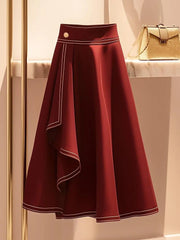 Red Knitted Sweater & Long Skirt Set - Trendy Mix