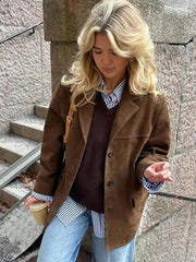 Vintage Luxe Suede Blazer – Autumn 2024 Edition - Trendy Mix