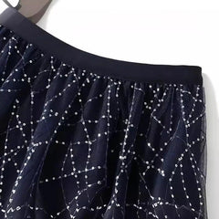 2024 Women's High Waist Sequin Tulle A-Line Skirt - Trendy Mix