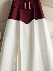 Red & White Patchwork Skirt