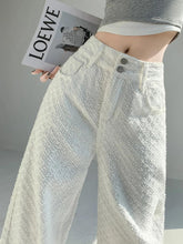 Designer High-Waist Wide-Leg White Jeans - Trendy Mix