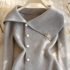 Chic Button Wool Knitted Cardigan - Trendy Mix