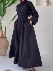 Casual Full Sleeve Bandage Shirt Dress - Trendy Mix