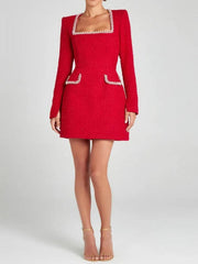 Patchwork O-Neck Backless Mini Party Dress - Trendy Mix