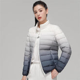 Woman 90% Duck Down Coats Winter Fashion Stand Collar Jacket Gradient Slim Fit Ultra Lightweight Keep Warm Daily Sports Jackets - Trendy Mix