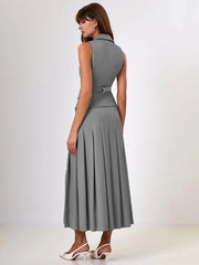 wo-Piece Double-Breasted Vest & Pleated Skirt Set - Trendy Mix