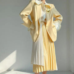 Fashion Contrast Blazer & Skirt Set - Trendy Mix