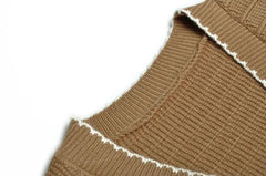 Winter Fashion Runway Brown Vintage Knitting Skirt Set Women O Neck Top+V Neck Brooch Coat+Long Mesh Skirt 3 Pieces Set - Trendy Mix