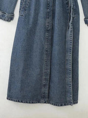 2024 Autumn Mid - length Denim Trench For Women Belt On Waist Loose Lapel Windbreaker Female New - Trendy Mix