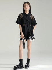 Butterfly Print White Short Sleeve Shirt - Trendy Mix