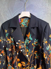 High-Quality Multicolor Printed Trench Coat for Women - Trendy Mix