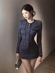 Elegant French Vintage Long-Sleeve Party Dress – Sweet & Chic Mini - Trendy Mix