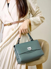 Luxury Leather Top-Handle Handbag - Trendy Mix
