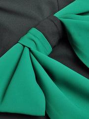 Round Neck Long Sleeved Bow Spliced Dresses For Women Mid Length Contrast Formal Dress Autumn Clothing - Trendy Mix